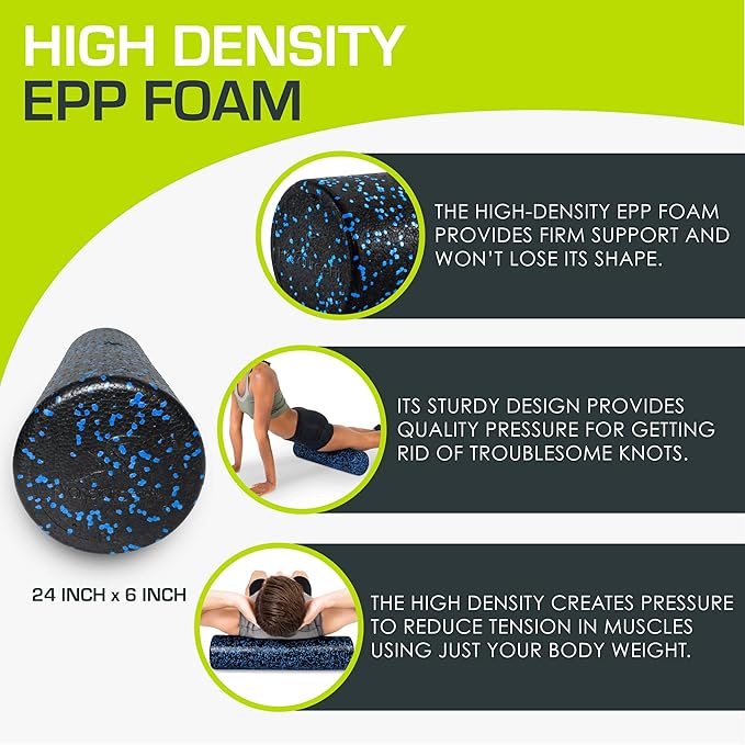 ProsourceFit High Density Foam Rollers 36 - inches Long,Firm Full Body Athletic Massage Tool for Back Stretching, Yoga, Pilates, Post Workout Muscle Recuperation