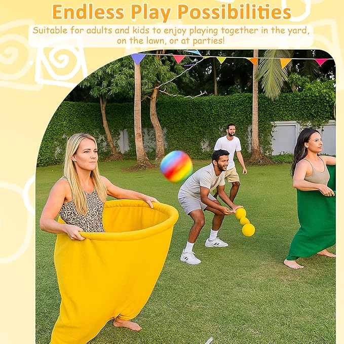 Granny Pants Yard Game Sets Oversized Granny Pants Outdoor Game 2 Pcs Freaky Party Games Pants with 10 Bouncy Balls for Adults Kids Yard Family Reunion Backyard Parties Field Day