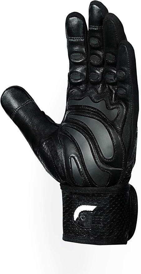 Elite Leather Gym Gloves with Built in 2" Wide Wrist Wraps Grip & Design for Weightlifting Power Lifting Bodybuilding & Strength Training Workout Exercises, Size : Large