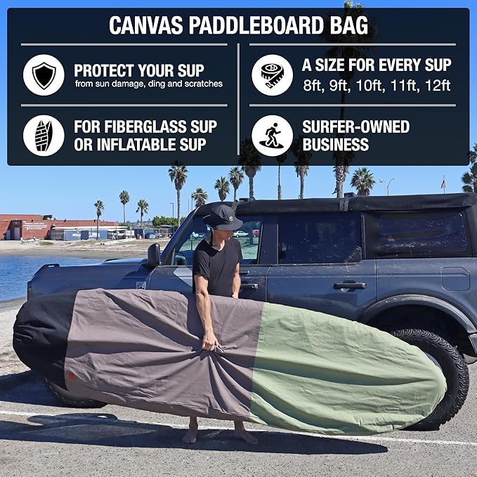 Ho Stevie! Canvas SUP Bag Cover - Prevent Sun Damage - Durable 100% Natural Cotton Canvas Protective Bag for Stand Up Paddle Boards