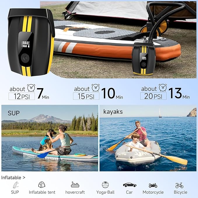 50PSI Paddle Board Pump Electric Portable, Sup Pump with Auto-Off,9 Modes Paddleboard Pump for Stand Up Paddle Board/Car/Kayak/Motorcycle/Bicycle