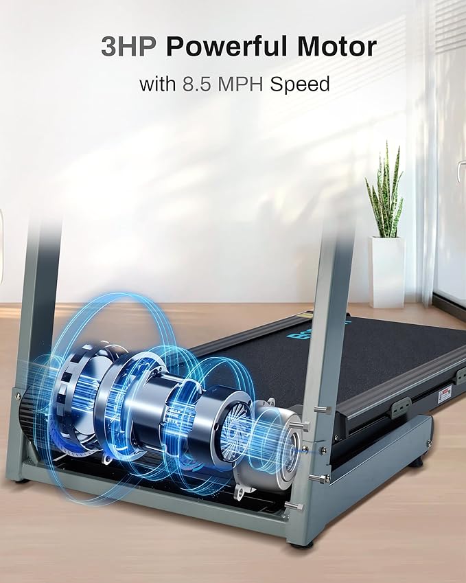 Auto Incline Treadmill with 300 LBS Capacity, 17.5" Wide 3 HP Folding Electric Treadmill Max 8.5 MPH Speed, Running Machine with Bluetooth Speaker & LCD Display for Home Use