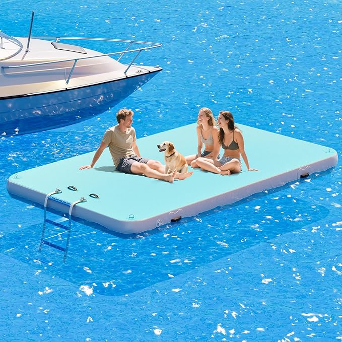 Specraft Inflatable Floating Dock, Non-Slip Air Dock Platform loating Island Raft with Rope Ladder for Pool Lake Beach Ocean