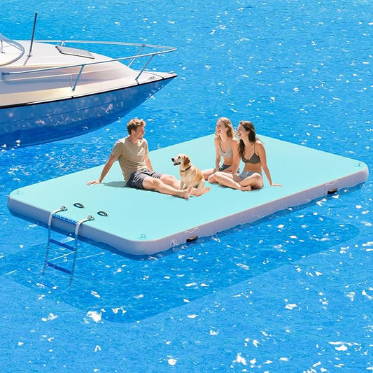 Specraft Inflatable Floating Dock, Non-Slip Air Dock Platform loating Island Raft with Rope Ladder for Pool Lake Beach Ocean