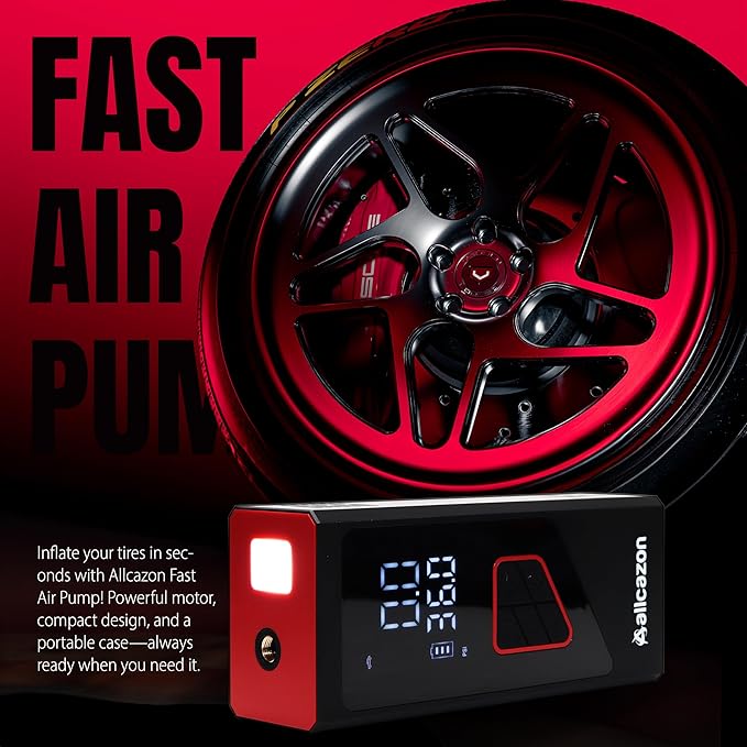 Tire inflator Portable Air Compressor, 150PSI Portable inflator for Car, Air Pump for Car Tires with Tire Pressure Gauge Tools, Smart Pump Tire inflator, Motorcycle & Bike