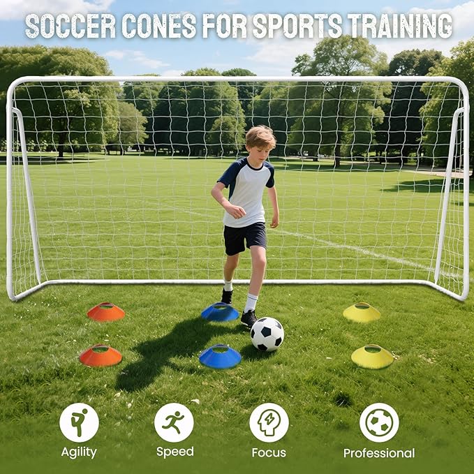 Docred 6x4/8x6/10x6.5/12x6/16x7ft Soccer Goals, Foldable Steel Soccer Goal for Backyard, Weatherproof Metal Soccer Goal for Teens/Adults Practice Training