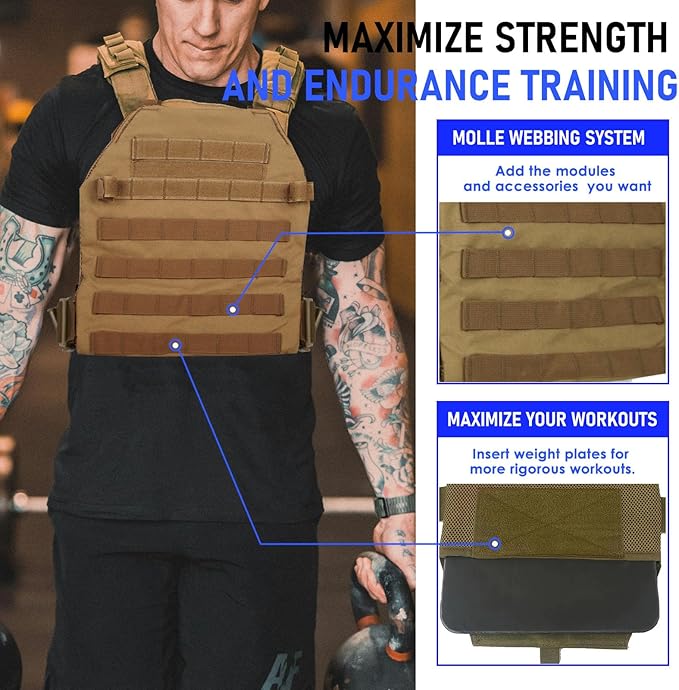 Weighted Vest for Men and Women Weight Vests Adjustable Strength and Endurance Training Fitness Tactical Running