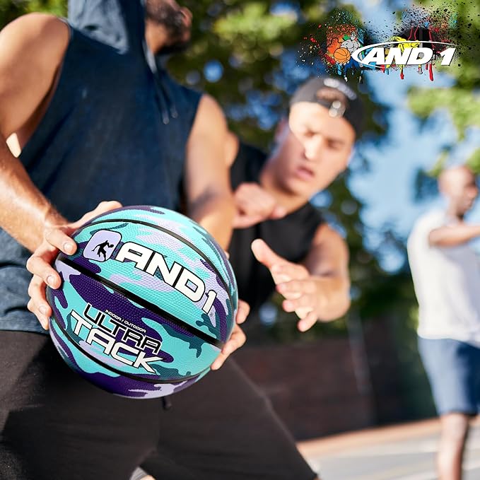 AND1 Ultra Grip Basketball: Official Regulation Size 7 (29.5 inches) Rubber- Deep Channel Construction Streetball, Made for Indoor Outdoor Basketball Games