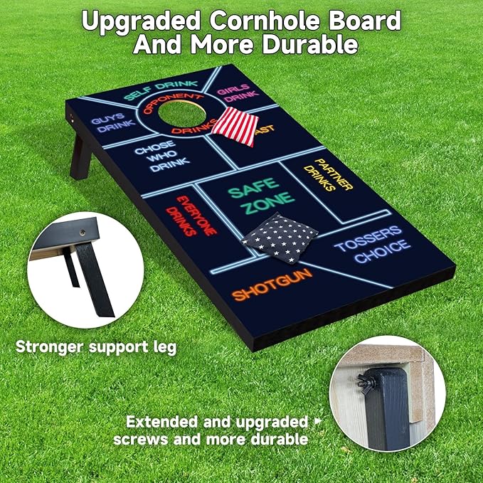 Cornhole Board Set 4x2 Regulation Size Billiards Table Style Cornhole Set with Carrying Bags & 8 Bean Bags Corn Hole Boards Bean Toss Games