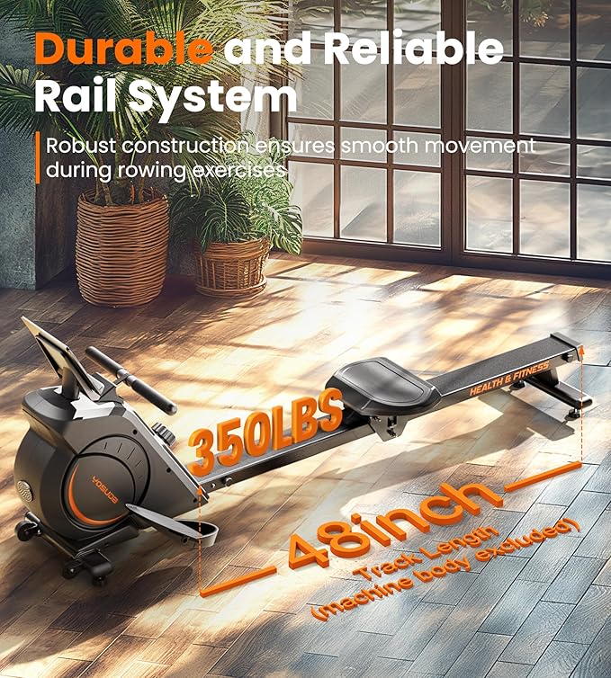 YOSUDA Magnetic/Water Rowing Machine for Home - Rower Machine Use with Bluetooth, App Supported, Rowing Machine for Taller Power Athletes, Comfortable Seat Cushion