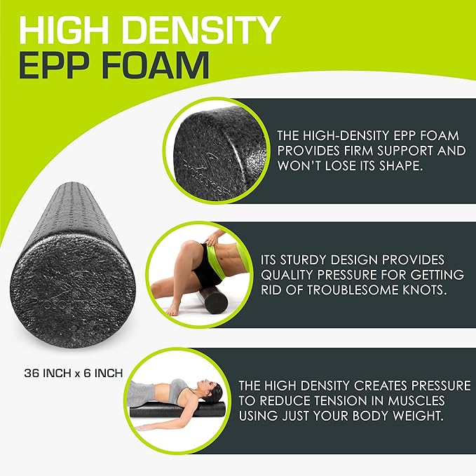 ProsourceFit High Density Foam Rollers 36 - inches Long,Firm Full Body Athletic Massage Tool for Back Stretching, Yoga, Pilates, Post Workout Muscle Recuperation