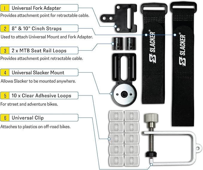 Slacker Starter Suspension Tuning Kit- Set Sag With No Assistance On Dirt Bikes, Street Bikes, Adventure Bikes, And Mountain Bikes. See measurements right on the bars!