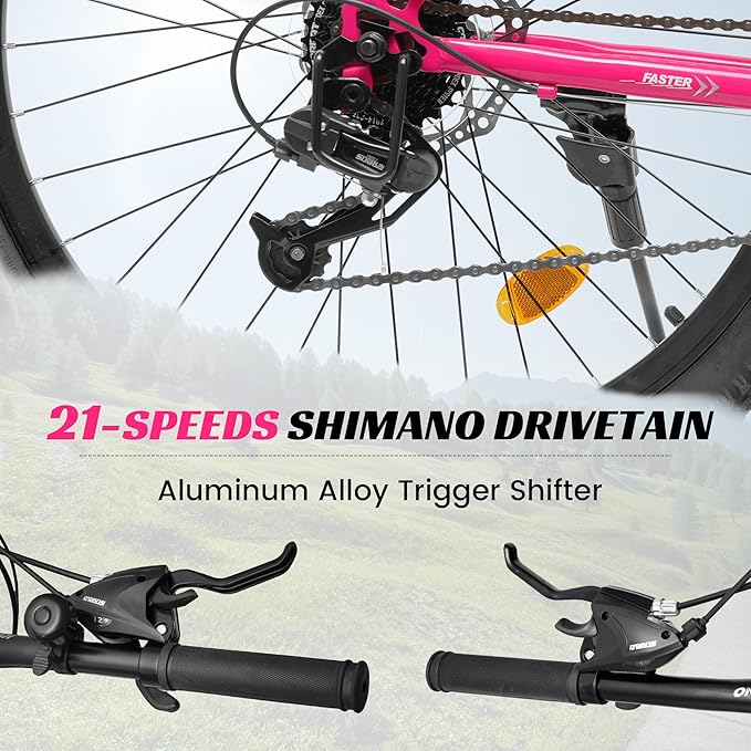 26 Inch Mountain Bike Dual Suspension for Mens Boys, 21 Speeds Steel Women Girls Mountain Bike Summer Travel Trip, Disc Brakes Adult Teens Sport Men Women Bicycle for Trail Commuter City Road