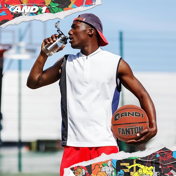 AND1 Fantom Rubber Basketball: Official Regulation Size 7 (29.5 inches) Rubber Basketball - Deep Channel Construction Streetball, Made for Indoor Outdoor Basketball Games