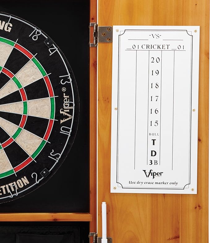 Viper by GLD Products Metropolitan Solid Wood Cabinet & Sisal/Bristle Dartboard Play-Ready Bundle
