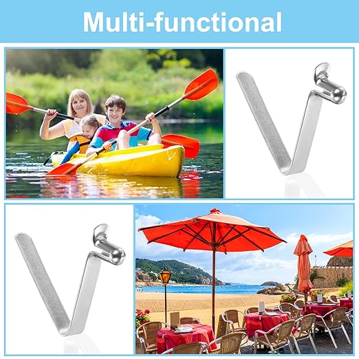 PATIKIL 8.5x5mm Kayak Paddle Snaps, 10 Pack Tent Pole Clips Steel V Shaped Single Pin Push Button Spring Clips Lock Tube Pole Clips for Camping Awning