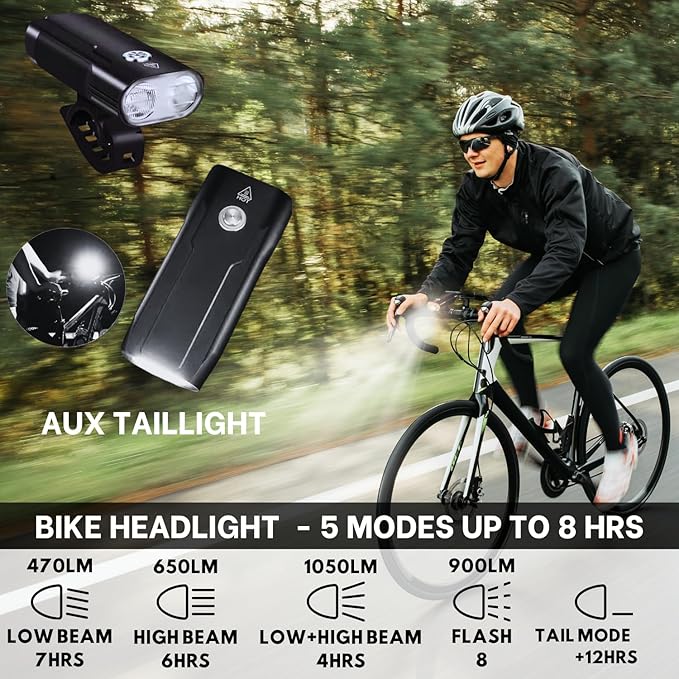 Ultra Bright Bike Lights for Night Riding Rechargeable Led for Bycicles Weather Resistant Multiple Modes. Tubular mounting MTB Road Cyclocross Ebike Mini Bike Scooter