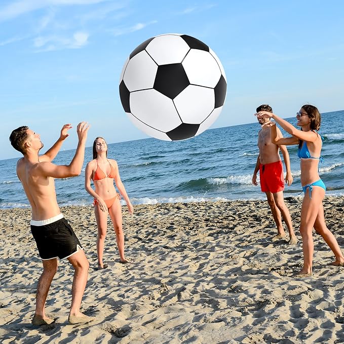 Lewtemi Giant Inflatable Sports Balls Large Inflatable Beach Ball Baseballs Soccer Rainbow Basketball Football for Sport Birthday Party Favor(2 Pcs,Soccer, Baseball,27 Inch)