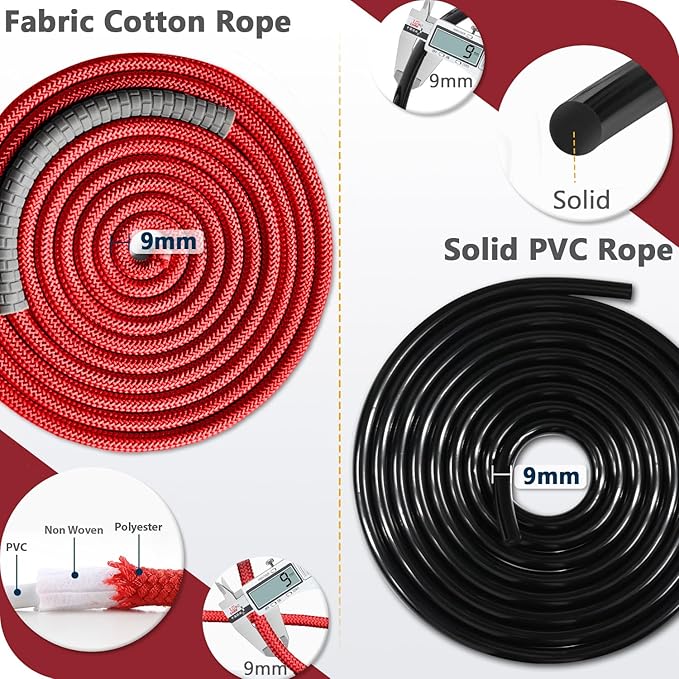 Weighted Jump Rope, 1LB Tangle-Free Ball Bearing Rapid Speed Skipping Rope for Men Women, Adjustable 9mm Cotton & PVC Rope with Alum Handle for Boxing MMA Weight-Loss Athletic Workout Fitness