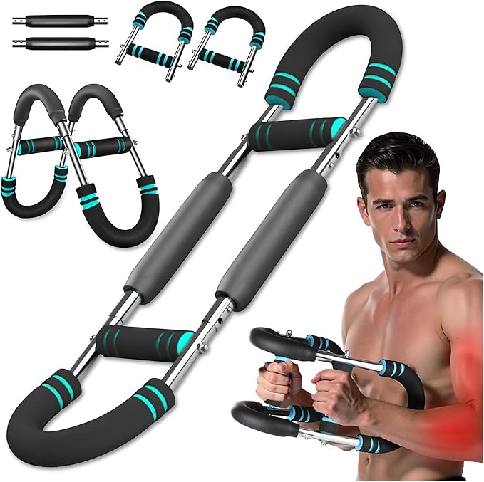 Twister Arm Exerciser – Adjustable Power Bar for Chest, Arm & Shoulder Workouts, Detachable Upper Body Workout Equipment for Home & Gym, Twister Arm Trainer, 40–110 lbs