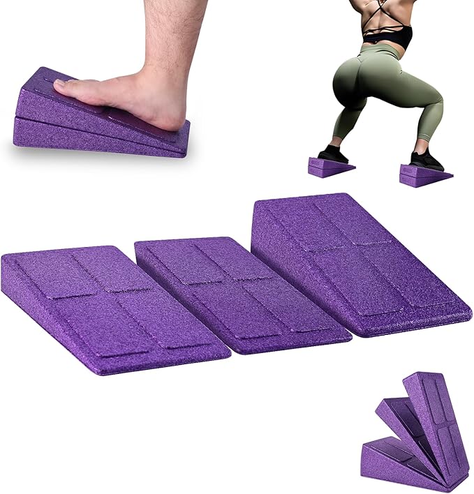 Slant Board Squat Wedge for Calf Stretching，3 Pcs 12" x 6.3" Foot Stretcher Balance Board for Plantar Fasciitis, Adjustable Foam Slant Board Wedge Great for Exercises