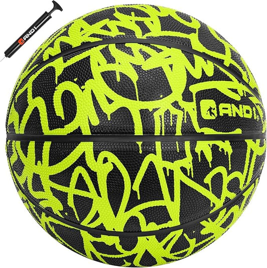 AND1 Fantom Graffiti Rubber Basketball - Streetball for Indoor and Outdoor Use, Deep Channel Construction and Durability