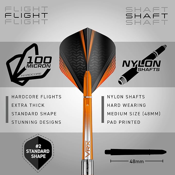 RED DRAGON Amberjack Series Darts Set with Flights and Shafts (Stems)