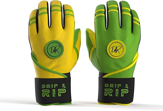 Drip & Rip Baller Series - Youth Batting Gloves + Adult Batting Gloves - for Softball and Baseball - Long Cuff Style for Men and Youth