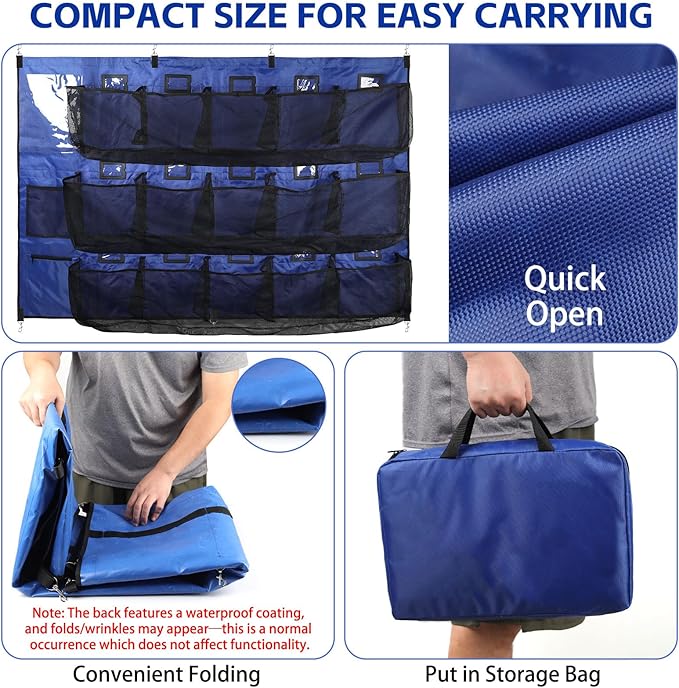 Baseball Dugout Organizer, Hanging Helmet Bag for 15 Players Baseball Softball Team, Helmet Organizer for Dugout Fence Garage, Organize Baseball Equipment, Helmets, Gloves, Bats, Balls