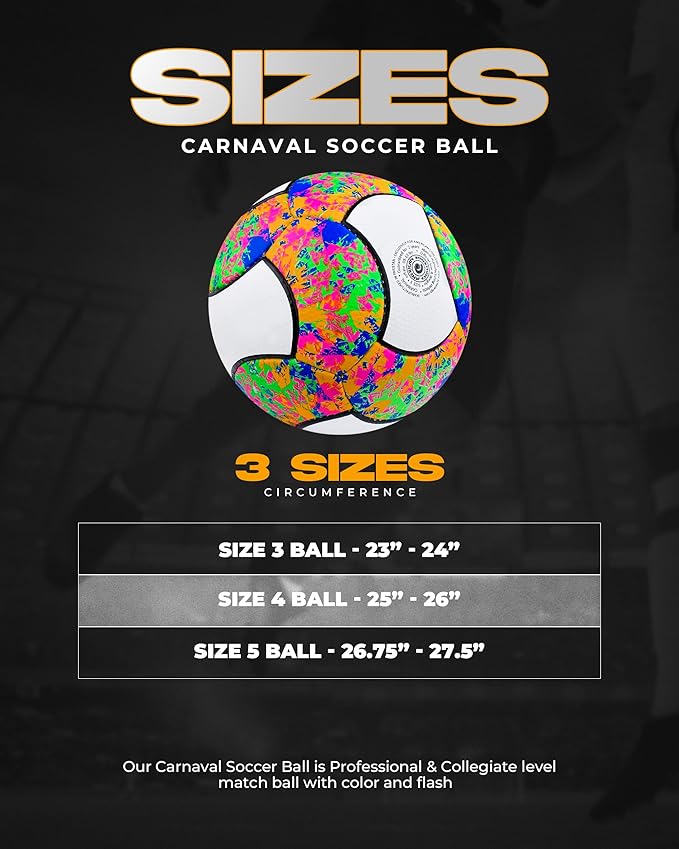 American Challenge Carnaval 18 Panel Soccer Ball – Size 3, 4, 5 – Soccer Ball Size 5 & 4 – Durable Soccer Balls for Training, Practice & Games – Official Size Options