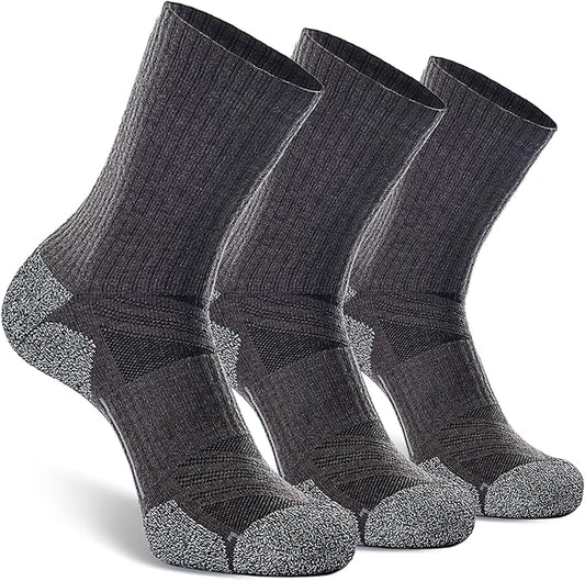 CWVLC Crew Hiking Socks, Cushion, Moisture Wicking, Arch Compression Boot Socks