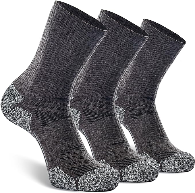 CWVLC Crew Hiking Socks, Cushion, Moisture Wicking, Arch Compression Boot Socks