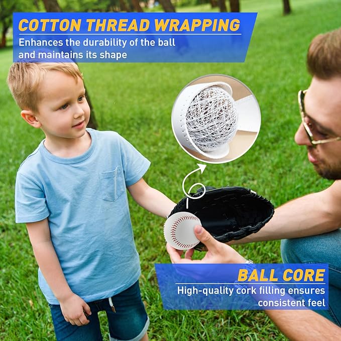 Gracfulcub Baseball Ball, Official Game Baseballs for Youth and Adult Baseball Players Training, Official Size and Weight Suitable for Batting Fielding Hitting Pitching Practice