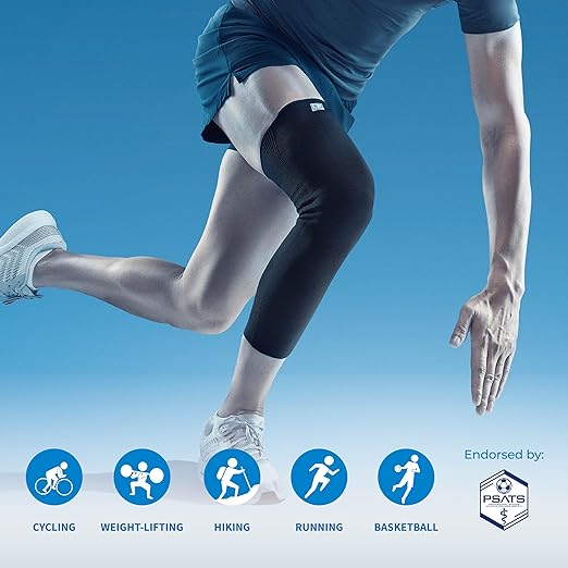 LP SUPPORT 667 Compression Sleeve Leg Full Length for Sports, Cycling, Running, Basketball, for Men Women (Black, S, 1pcs)