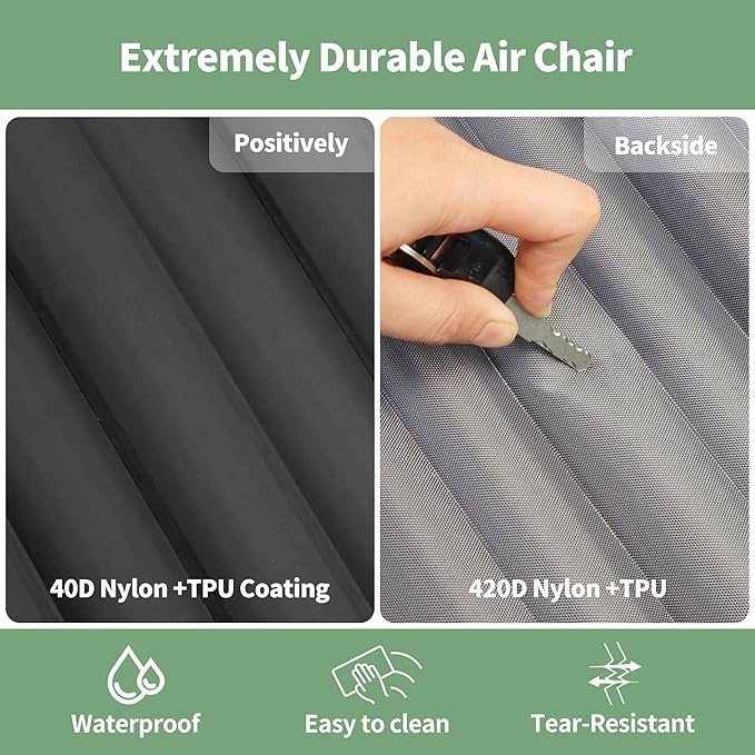 EULANT Lightweight Inflatable Folding Seats for Camping Chair with Back Support and Adjustable Straps,Foldable Bleacher Chairsfor Camping Hiking Sporting Events and Park