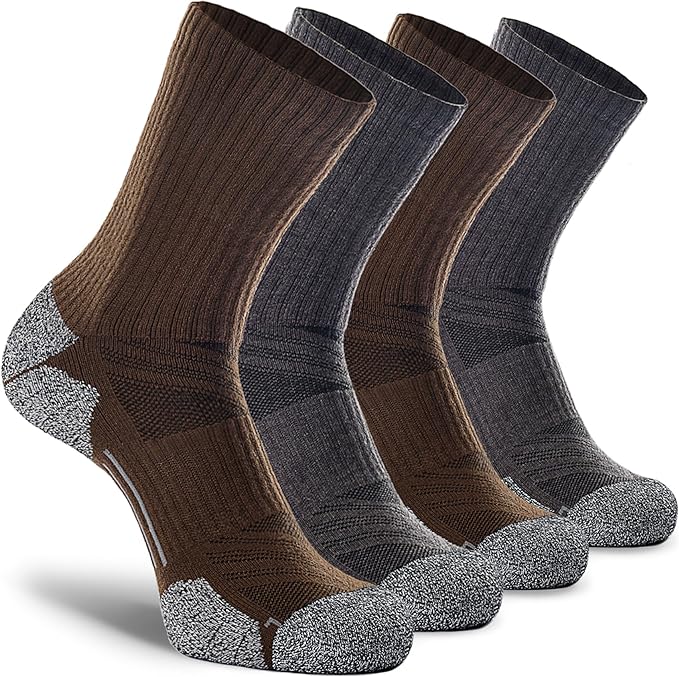 CWVLC Crew Hiking Socks, Cushion, Moisture Wicking, Arch Compression Boot Socks