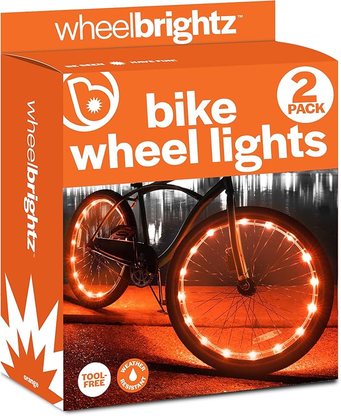 Brightz WheelBrightz LED Bike Wheel Lights - 2025 Edition with Superior Straps & LED-Weatherproof Shield! 14 Colors - Unmatched Durability, Visibility & 48+ Hours of Dazzling Illumination