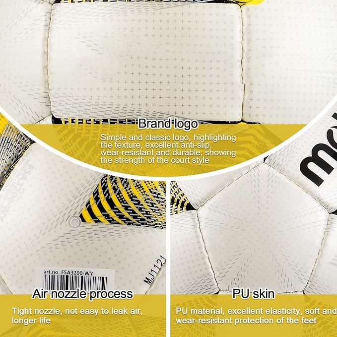 Soft PU Leather Soccer Ball, Indoor Outdoor Team Sports, Training Practicing Game Match Soccer Ball Gift for Adult Youth, 1pcs