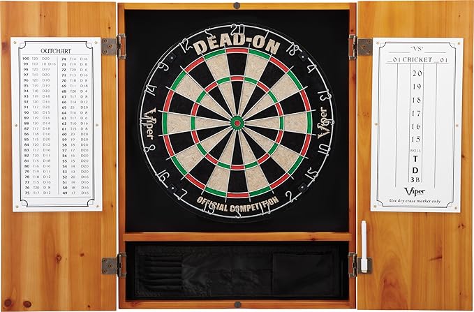Viper by GLD Products Metropolitan Solid Wood Cabinet & Sisal/Bristle Dartboard Play-Ready Bundle