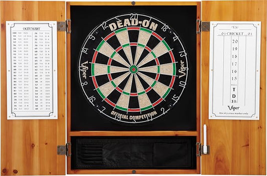 Viper by GLD Products Metropolitan Solid Wood Cabinet & Sisal/Bristle Dartboard Play-Ready Bundle