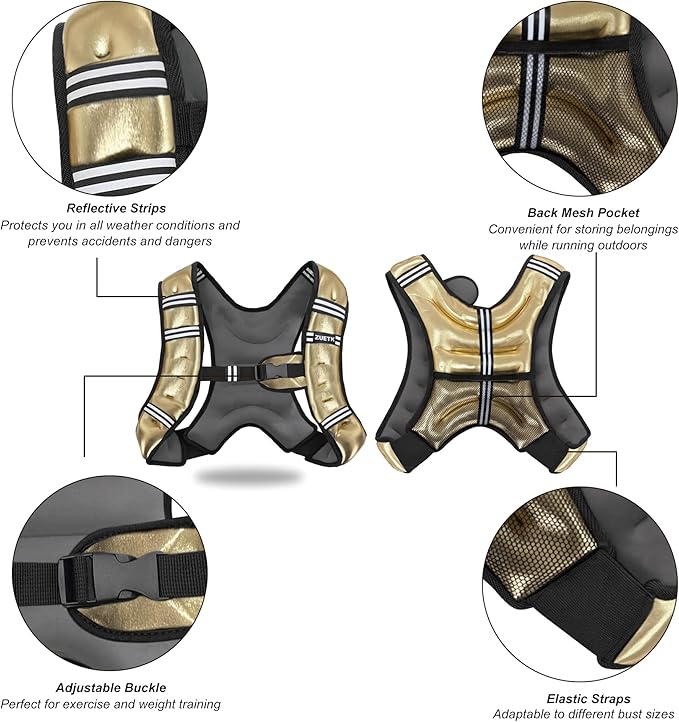 Weighted Vest, 6lb/8lb/12lb/16lb/20lb/25lb/30lb Weight Vest with Reflective Stripe, Weighted Vest for Men Women Workout Equipment for Strength Training, Running, Jogging, Fitness, Weight Loss