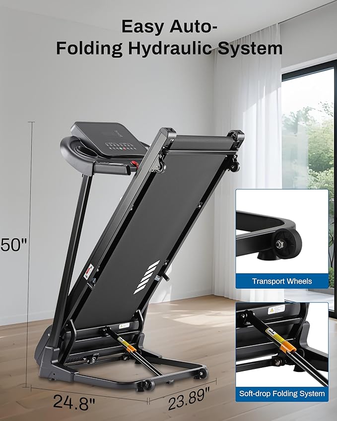 Incline Treadmill, Treadmill with 15% Auto Incline, 3.0HP, 300 lbs Capacity, Bluetooth APP, Shock Absorbing Design for Home Use