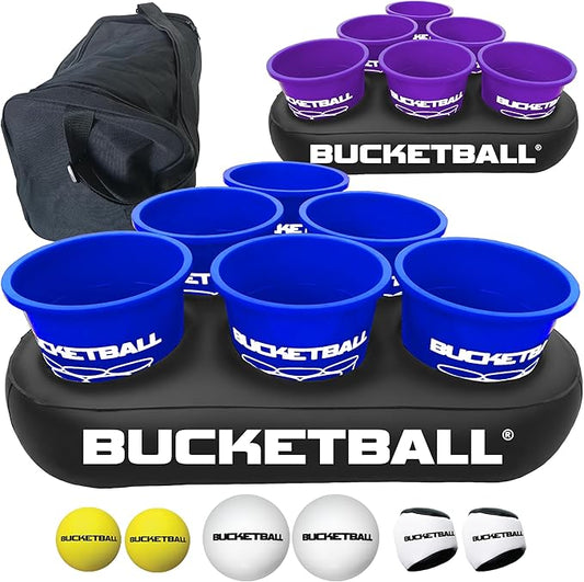BucketBall | Team Color Edition | Party Pack (Navy Blue/Purple): Original Yard Pong Game: Best Camping, Beach, Lawn, Outdoor, Family, Adult, Tailgate, Jumbo, Giant Game