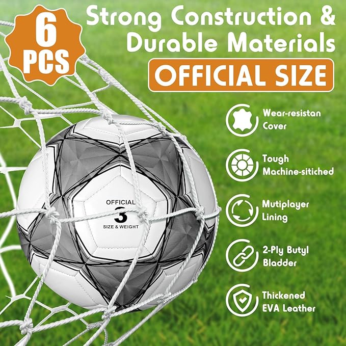 6 Pcs Operation Christmas Soccer Ball Bulk with Pump Needles, Official Deflated Soccer Ball Gift for Youth Adult Game Training Practice Christian Charity Donation Supplies
