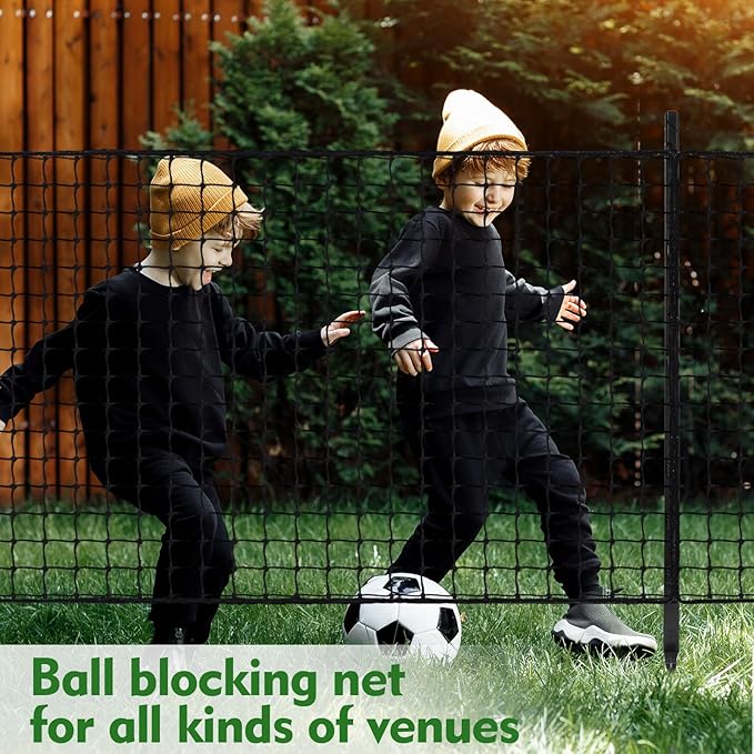 Cricket Ball Stop Net Backstop 66ft x 3ft Post and Net Package for Backyard Heavy Duty Removable Barrier Defensive Netting for Outdoor Yard Dog Fence