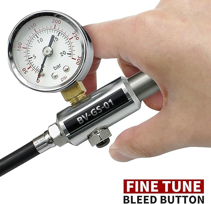 BV Mini Bike Pump Portable Frame Pump, Shock Pump for Bike Shock, Air Ball Pump Inflator with Ball Pump Needles, Mini Pump Fits Presta & Schrader- Smart Valve