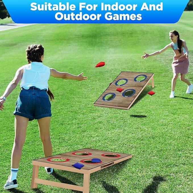 Portable Cornhole Board Set with Bean Bags,Choose 3 * 2 ft or 2 * 1 ft Cornhole Boards for Adults Kids Cornhole Games for Indoor and Outdoor Party Camping Equipment