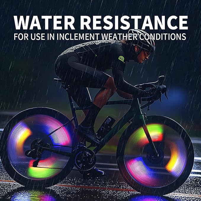 Bike Wheel Lights Rechargeable 4pack, Adults Kids Bike Lights for Wheels 7-Color Variable, Motion Sensor,Fit All Wheel Sizes of Bike,Toddler Balance Bicycle, E-Bike,Waterproof