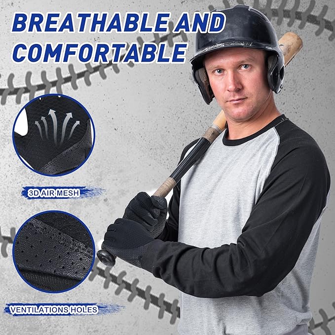HLDD HANDLANDY Batting Gloves – Durable Grip, Breathable Baseball Softball Gloves for Adults Youth Kids – Gift for Players