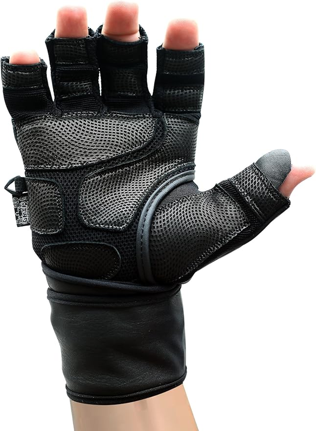 Epic Leather Gym Gloves with Built in 2" Wide Wrist Wraps Grip & Design for Weightlifting Power Lifting Bodybuilding & Strength Training Workout Exercises, Size : X-Large 8 5/8" - 9 1/2"